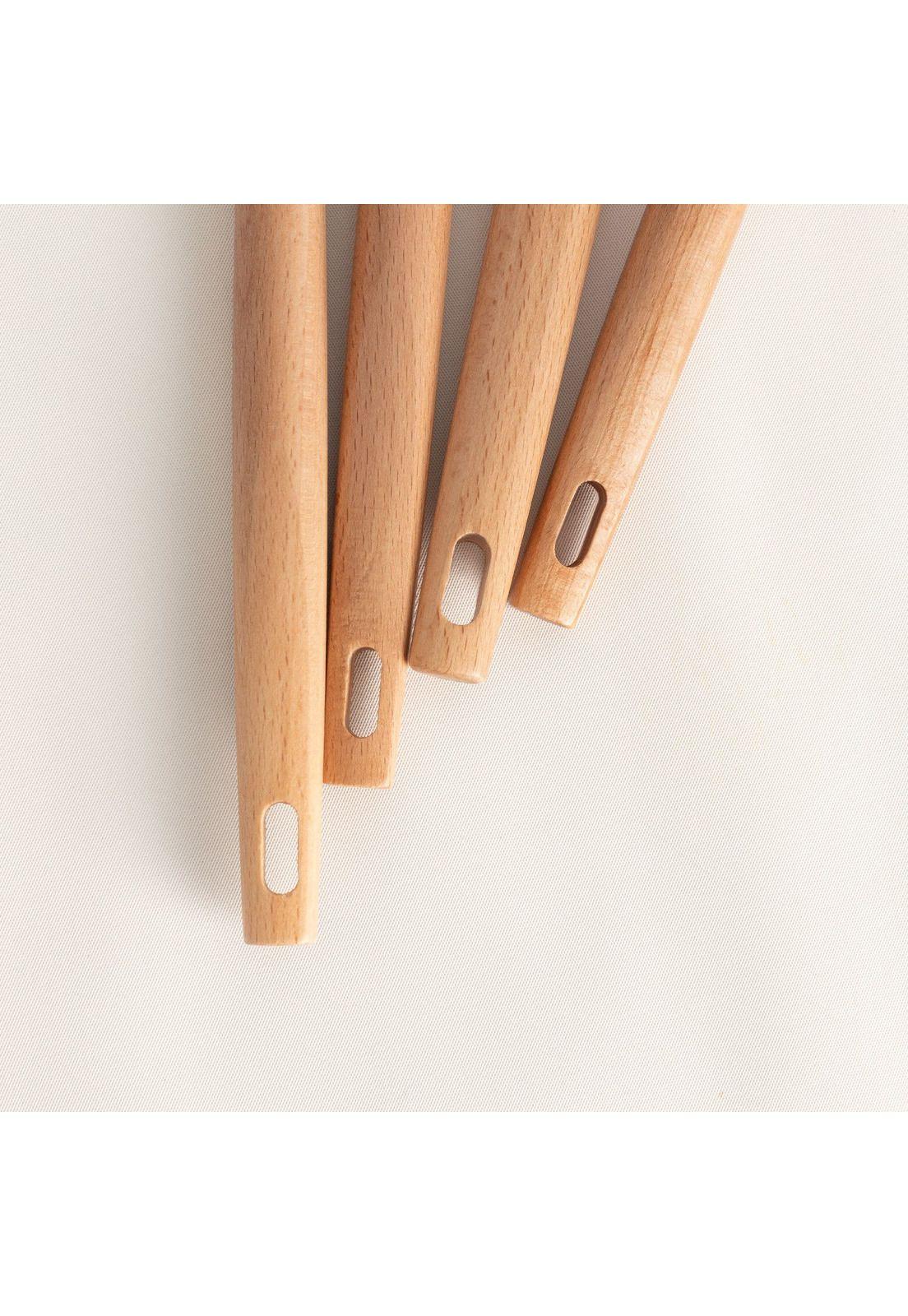 SET DE UTENSILIOS SILICONA MADERA PARA COCINA AMARILLA CREATE IKOHS-8