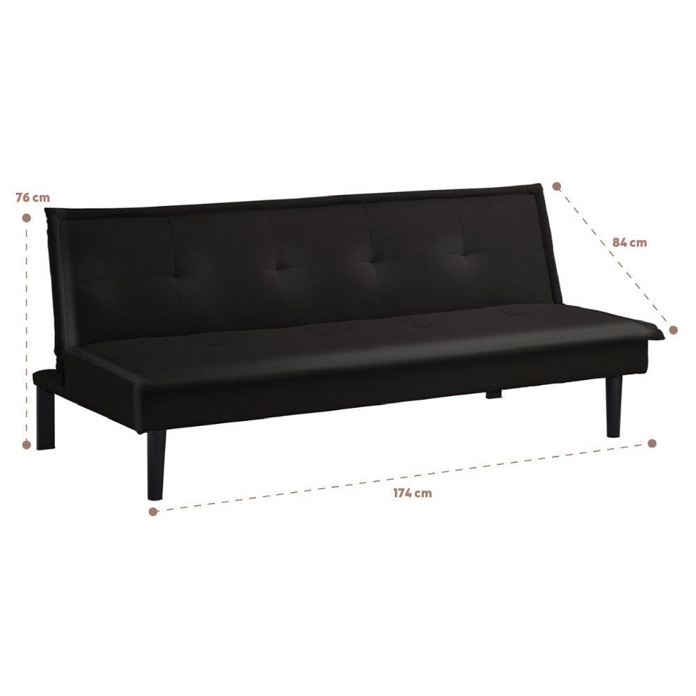 Futón Sofa Cama 2 Cuerpos Boden Ecocuero Negro-1