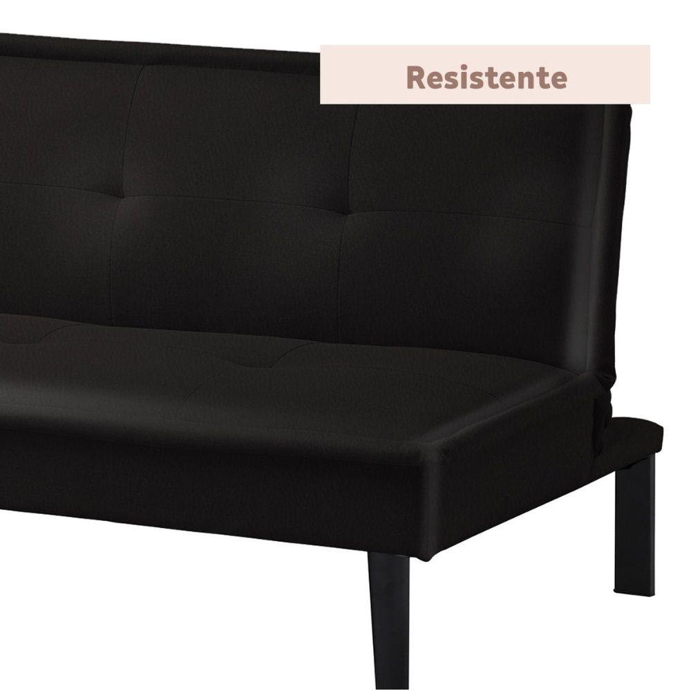 Futón Sofa Cama 2 Cuerpos Boden Ecocuero Negro-5