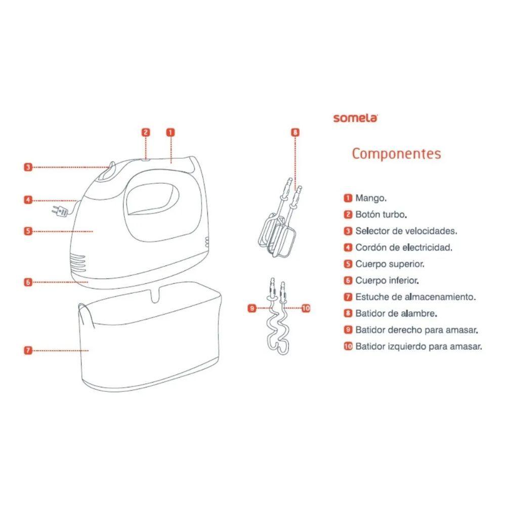 Batidora Somela 5 Velocidades Easymix HM250-8
