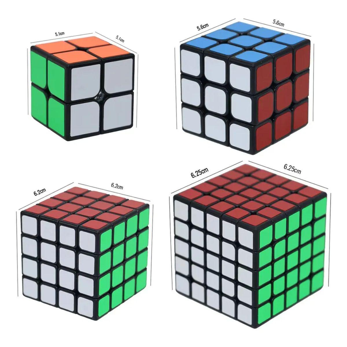 Set 4Cubos Rubik Qiyi Profesional Lubricado 2x2 3x3 4x4 5x5-3