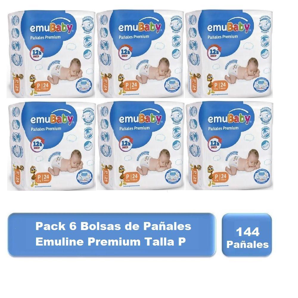 Pack 144u Pañales Premium Talla P (3 a 6 Kg) EmuBaby-0