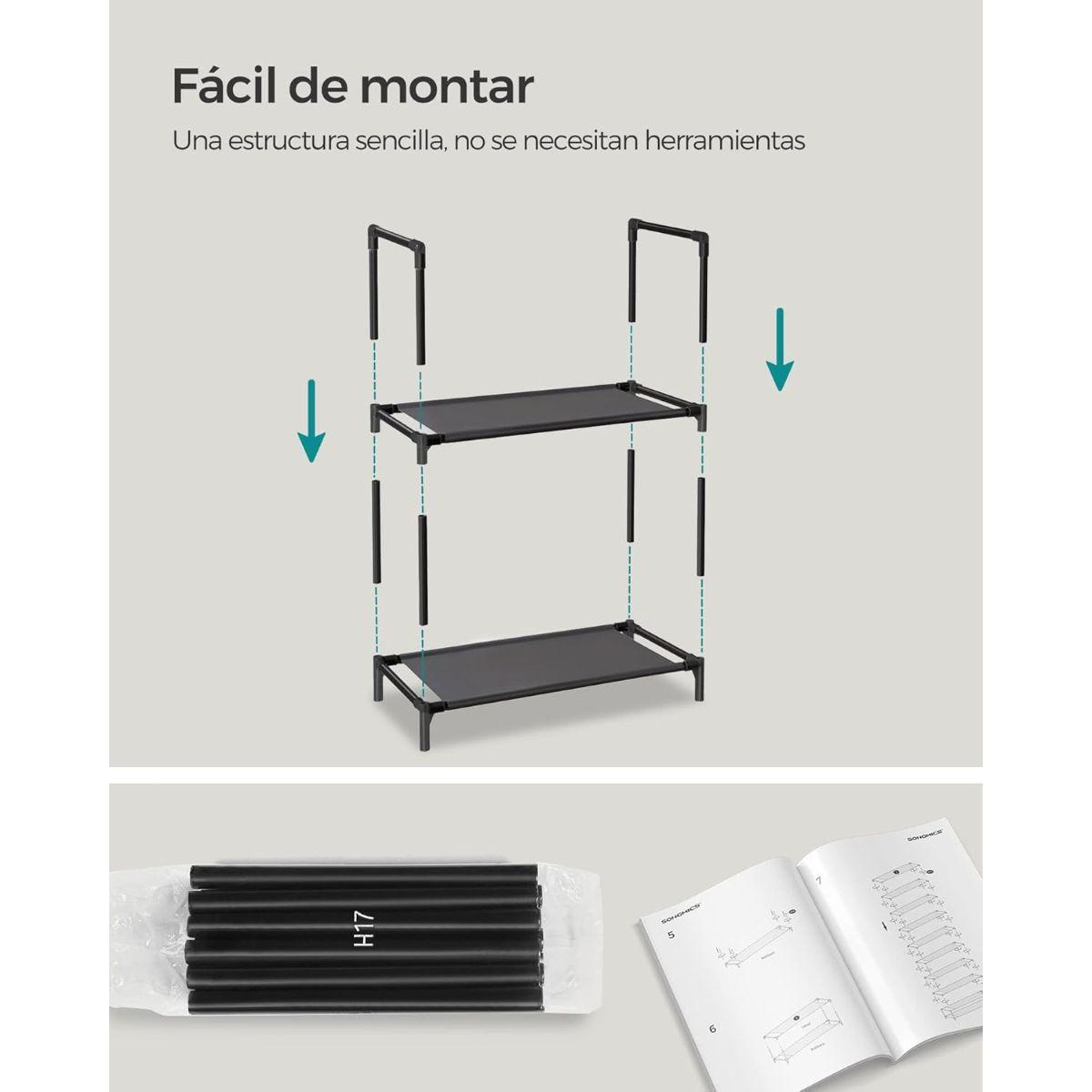 Zapatero Negro Metálico 10 Niveles Vaxjo-5