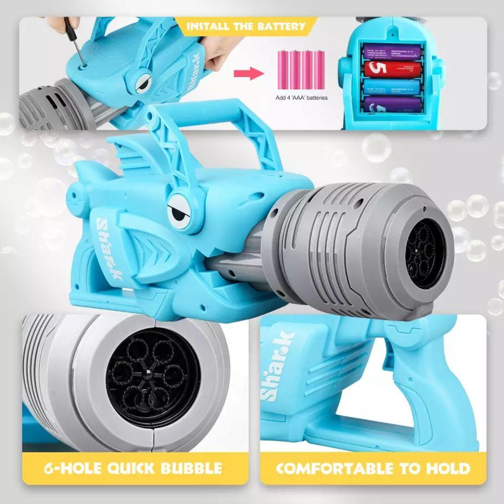 Pistola Lanza Burbujas Tiburon Luces y Sonidos Azul Spacezat-2