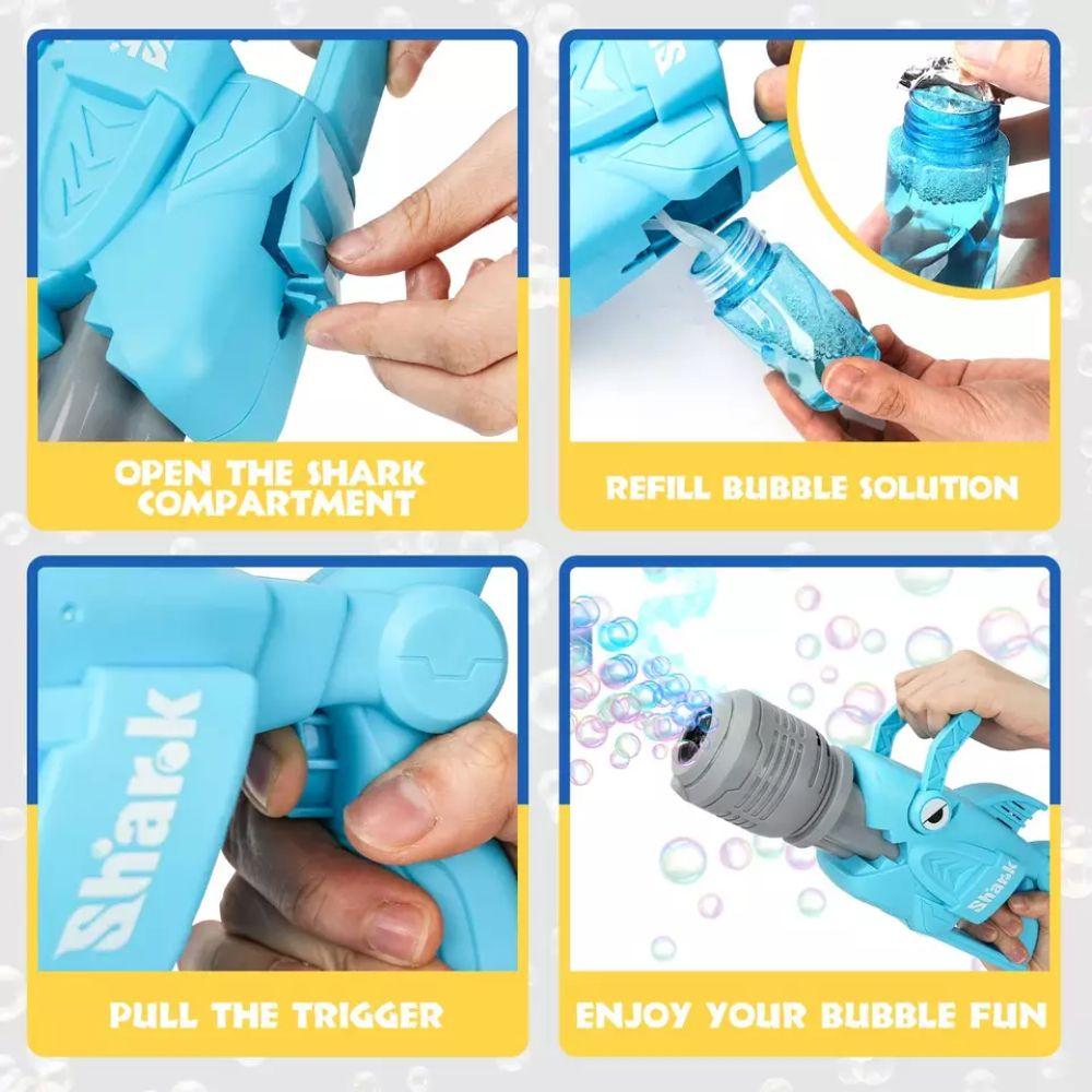 Pistola Lanza Burbujas Tiburon Luces y Sonidos Azul Spacezat-3