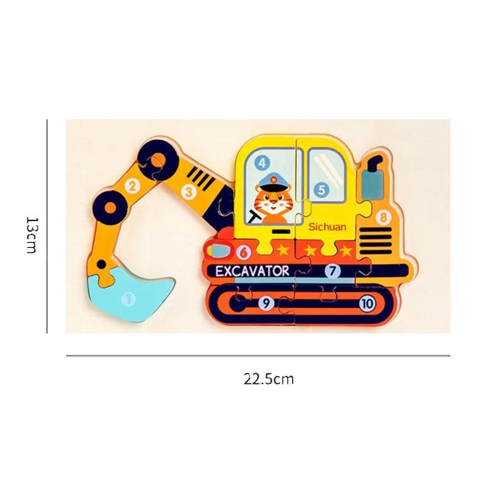 Set 3 Puzzles 3D Madera Bloques Patrón Medios de Transporte-1