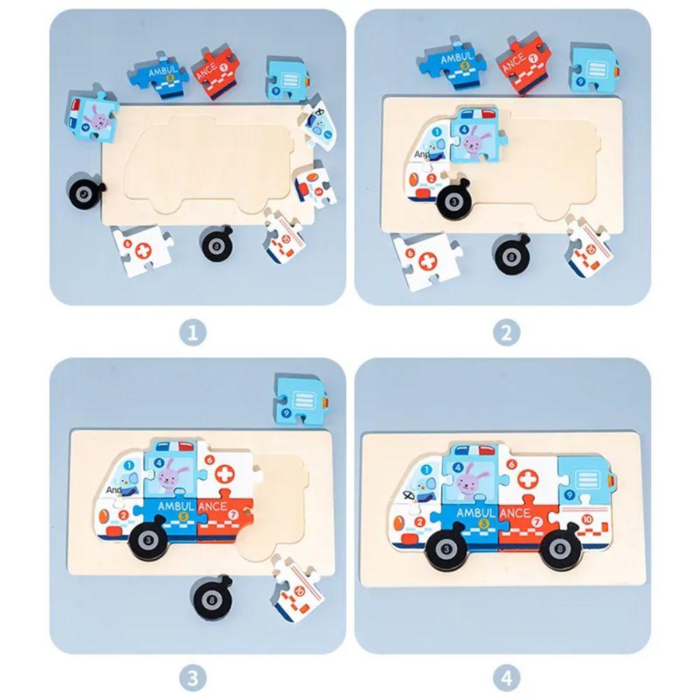 Set 3 Puzzles 3D Madera Bloques Patrón Medios de Transporte-4