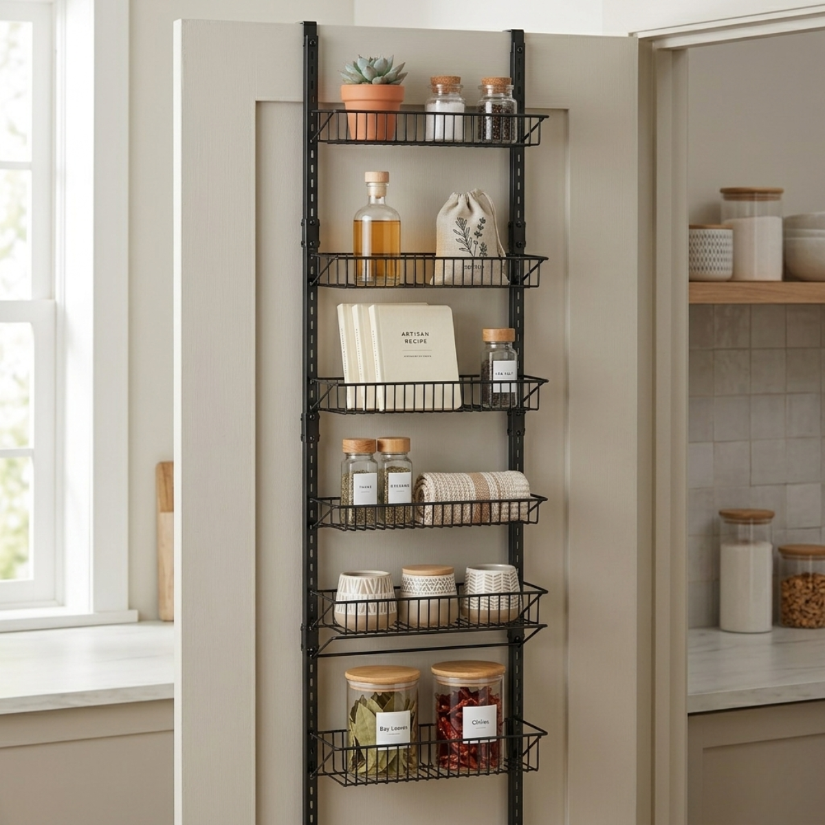 Organizador Cocina Ajustable Puerta 6 Niveles Negro Balsta-2