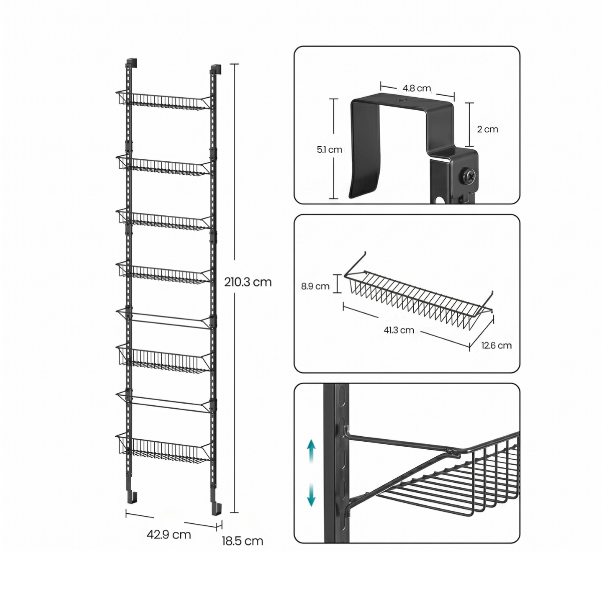 Organizador Cocina Ajustable Puerta 6 Niveles Negro Balsta-6