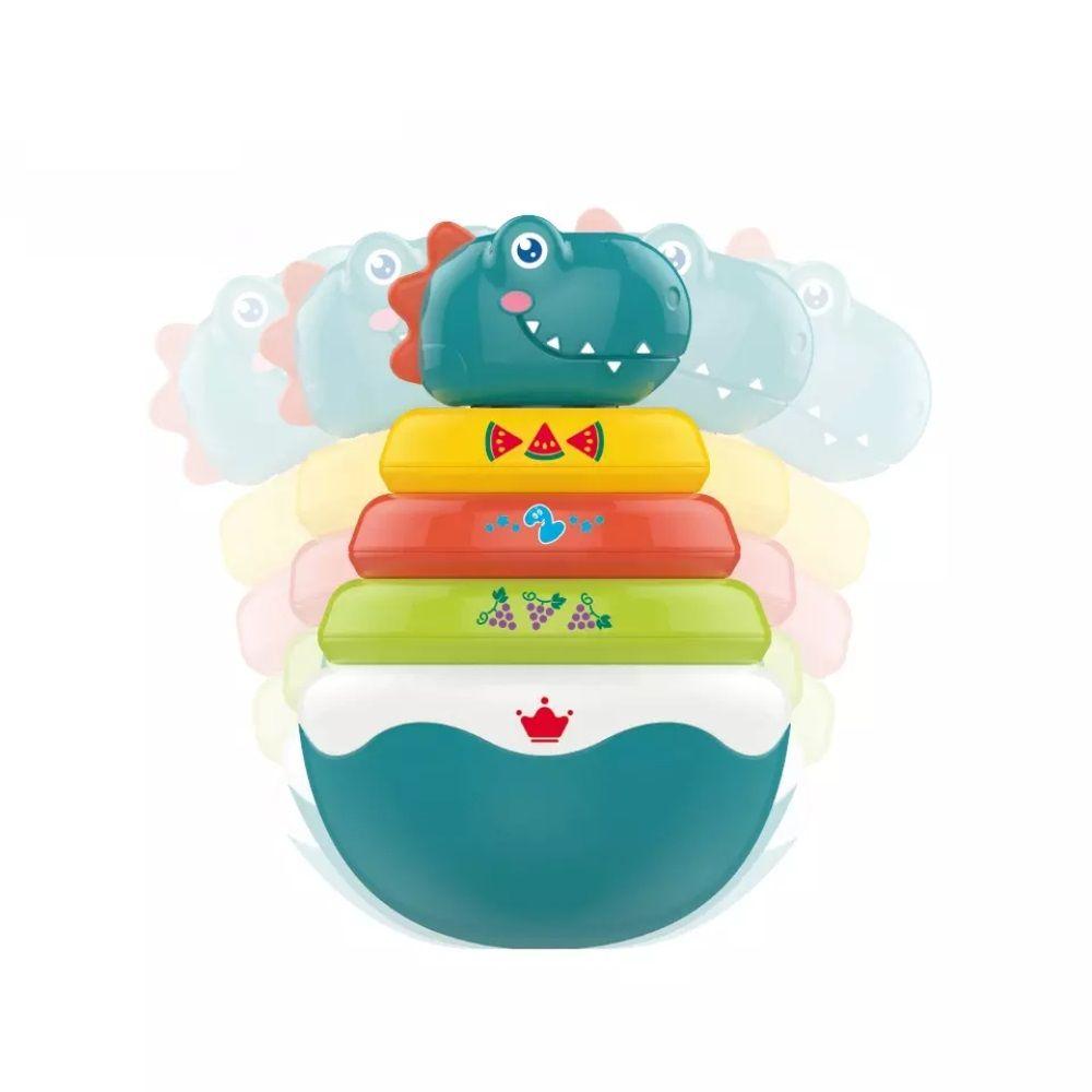 Juguete Didáctico Dinosaurio Aros Encaje Musical-1