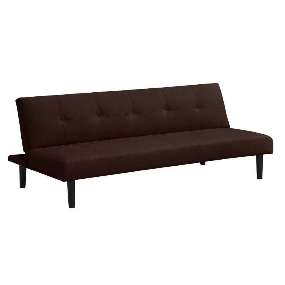 Futón Sofa Cama 2 Cuerpos Salla Ecocuero Café-1