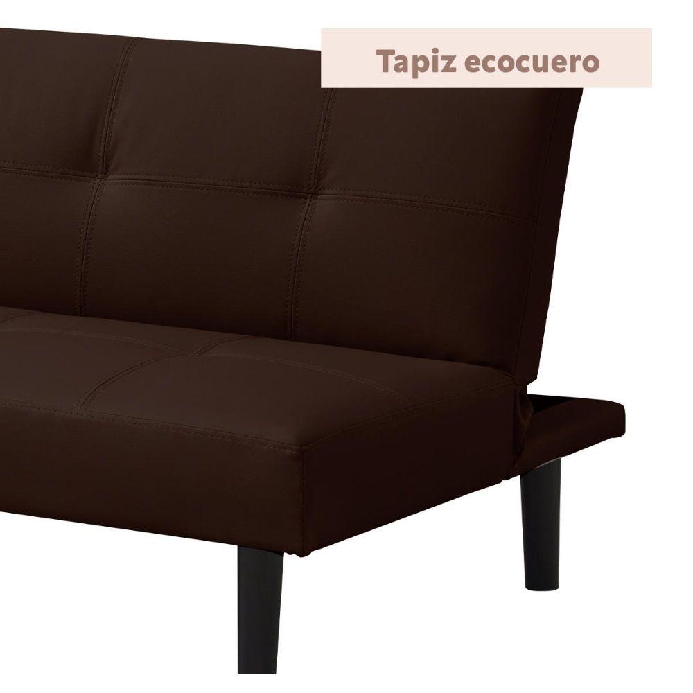 Futón Sofa Cama 2 Cuerpos Salla Ecocuero Café-3