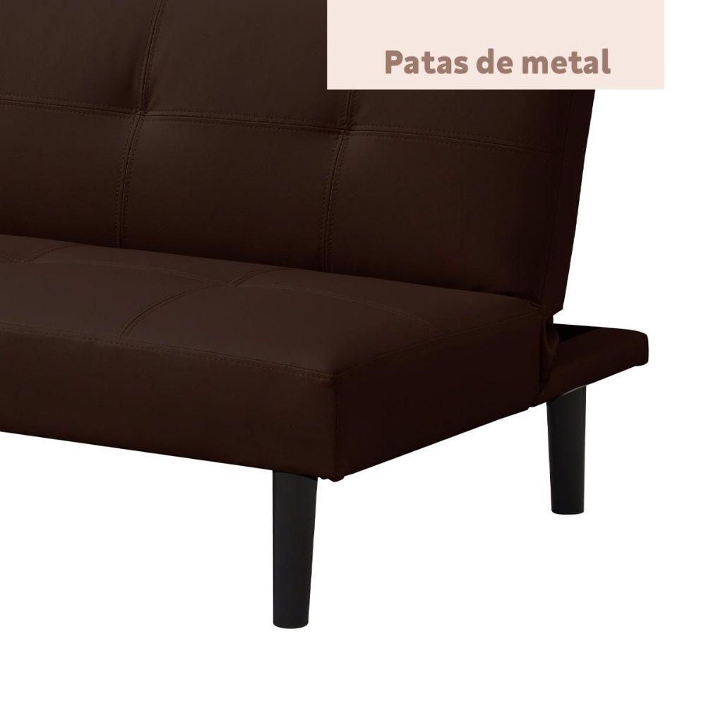 Futón Sofa Cama 2 Cuerpos Salla Ecocuero Café-5