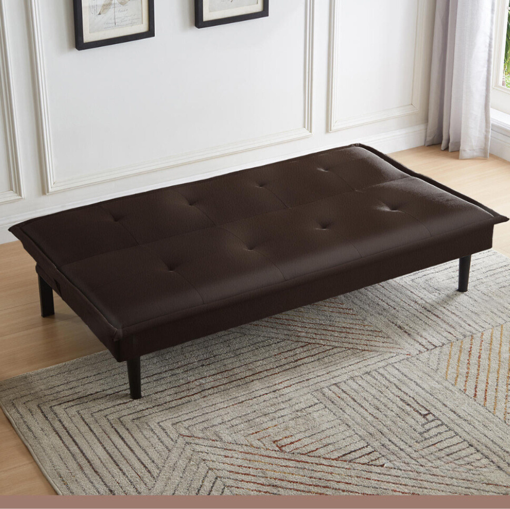 Futón Sofa Cama 2 Cuerpos Salla Ecocuero Café-6