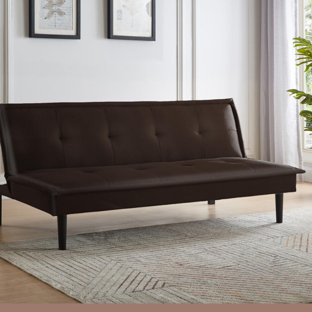 Futón Sofa Cama 2 Cuerpos Salla Ecocuero Café-7