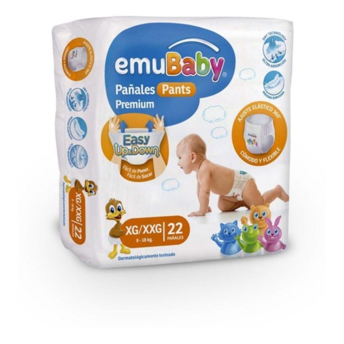 Pack 44u Pañales Pants Premium Pull Up Talla XG XXG EmuBaby-1