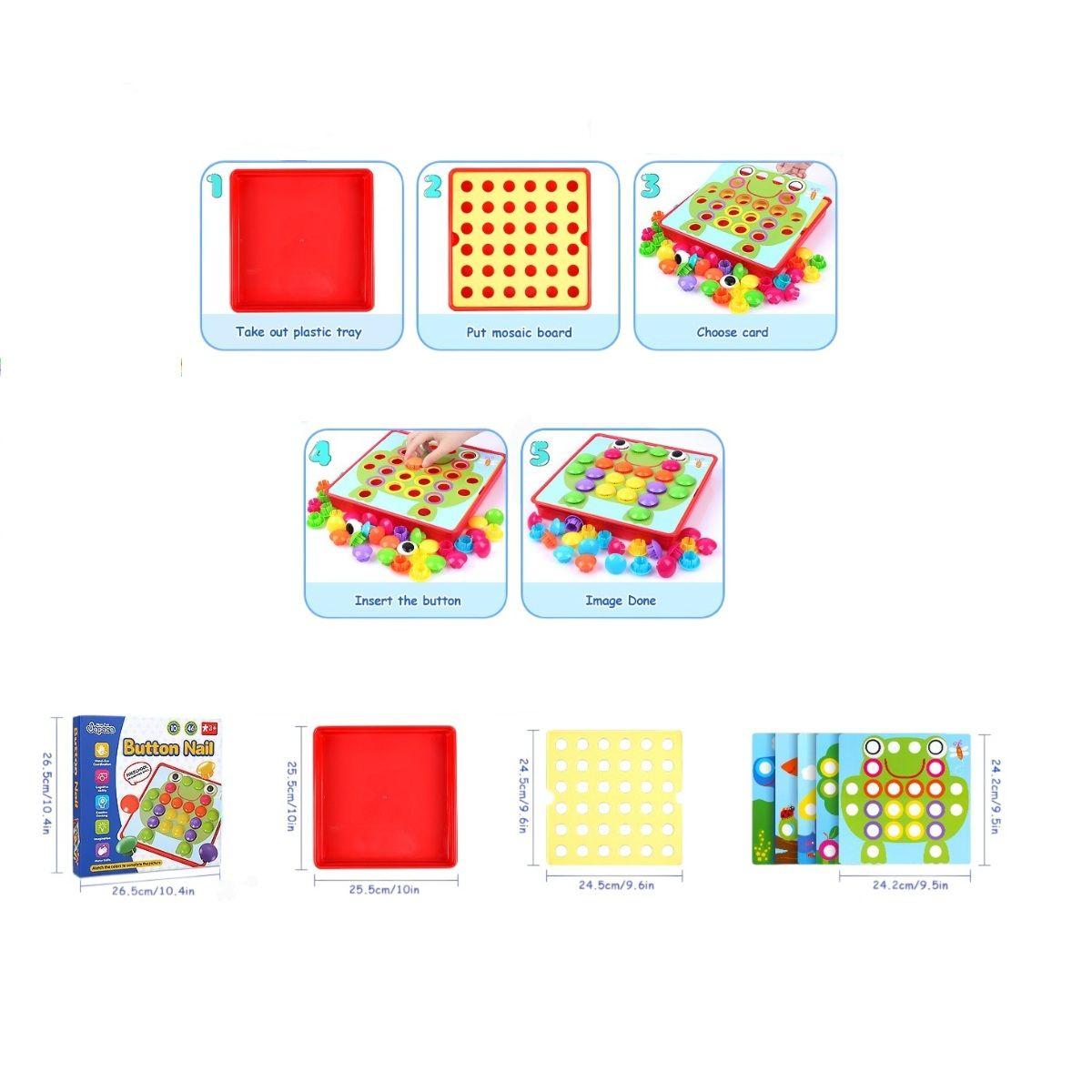 Puzzle de Botón Mosaico 12 Láminas Juego Didáctico-3