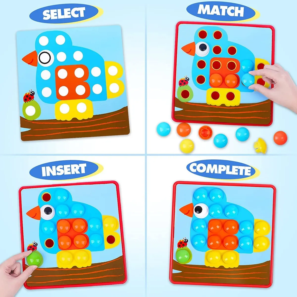 Puzzle de Botón Mosaico 12 Láminas Juego Didáctico-2