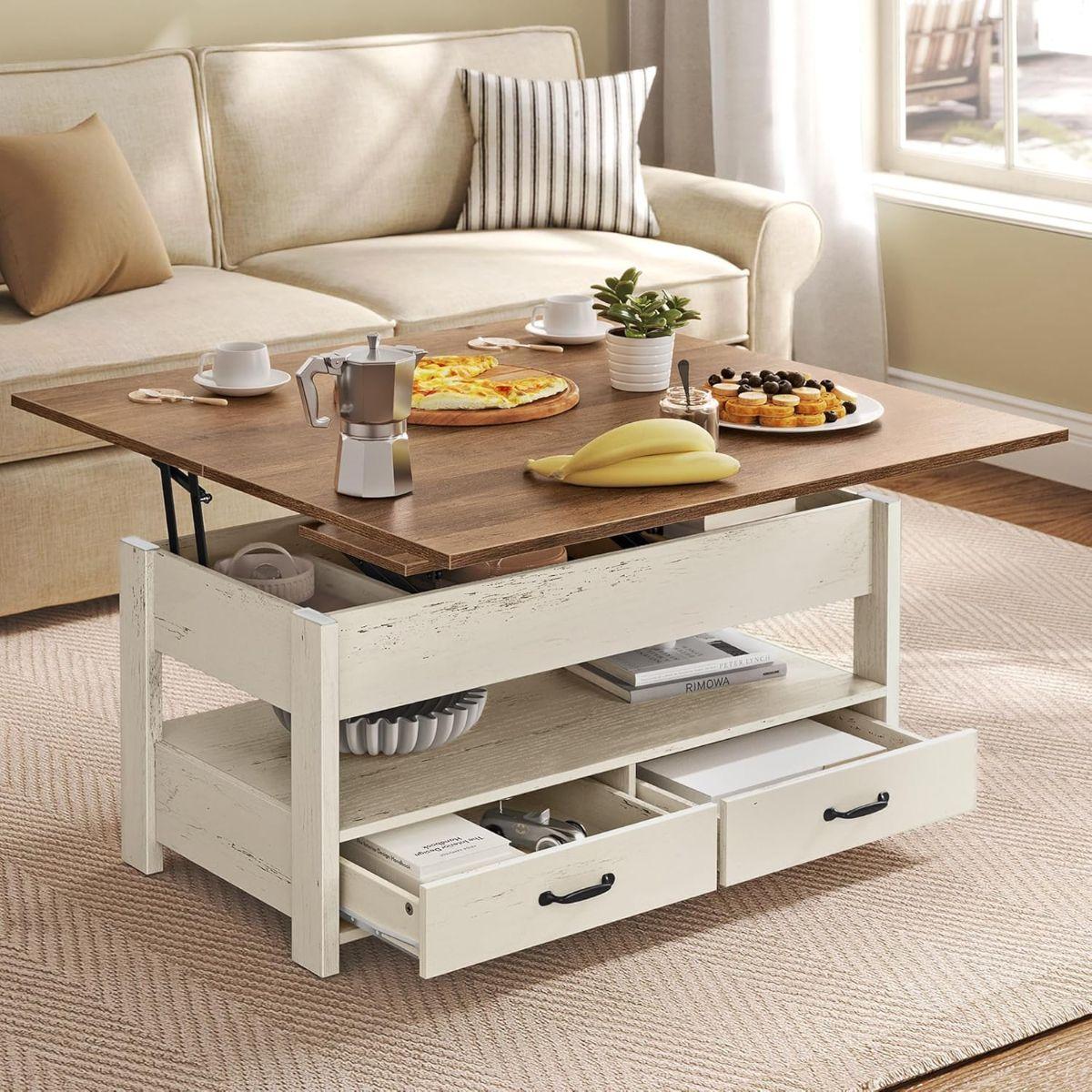 Mesa de Centro Rectangular Elevable Rústica Valencia-4