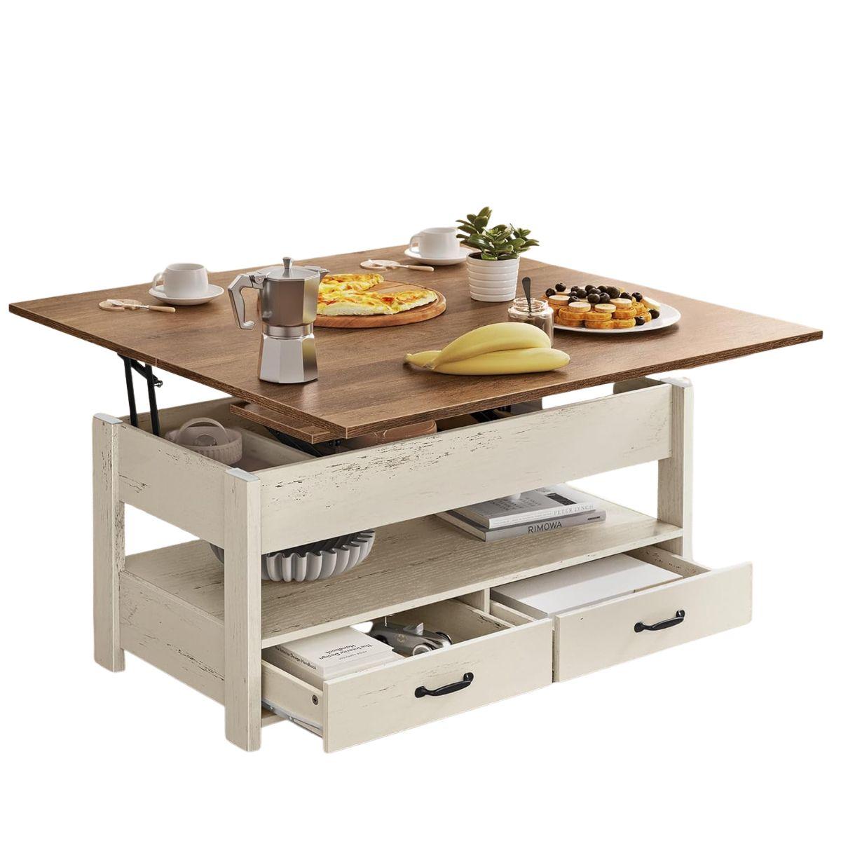 Mesa de Centro Rectangular Elevable Rústica Valencia-7
