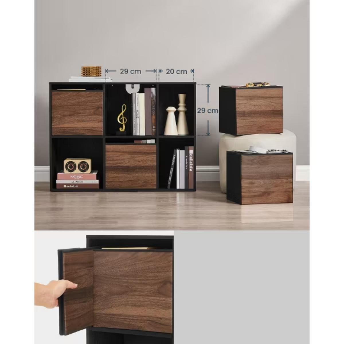 Mueble Organizador Negro con 4 Canastos de Tela Harslov-4