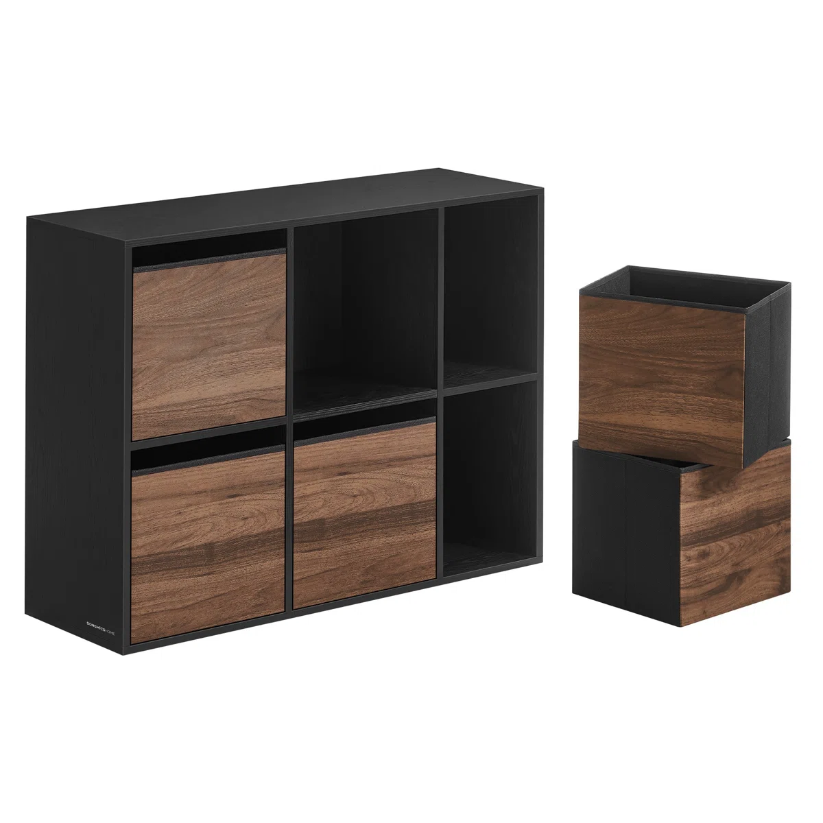 Mueble Organizador Negro con 4 Canastos de Tela Harslov-7