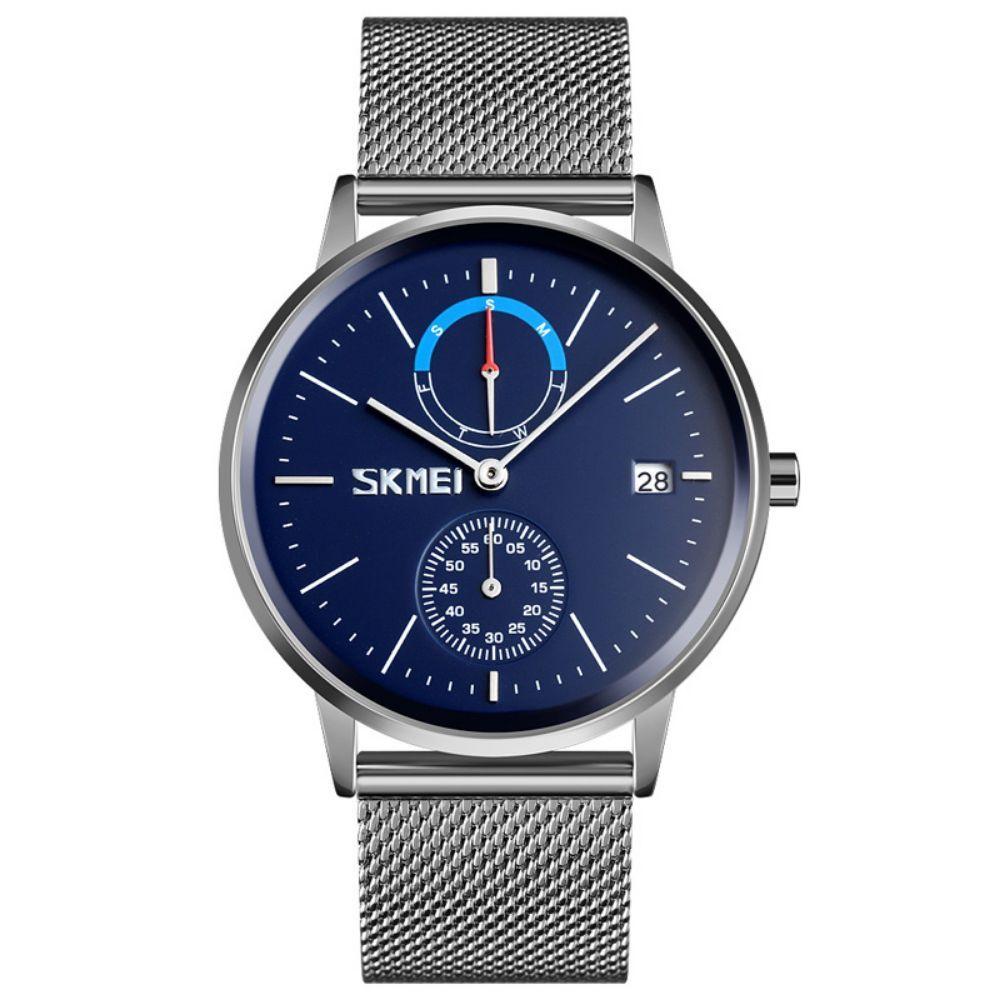 Reloj de Metal Elegant Luxury Silver&Blue-0