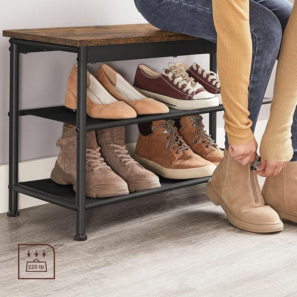 Mueble Zapatero Lynge 3 Niveles Fierro y Madera-2