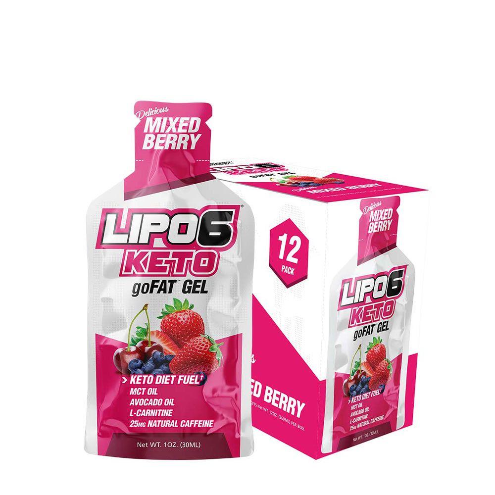 Pack 12 Gel Lipo 6 GoFat para dietas Keto Sabor Mixed Berry-0