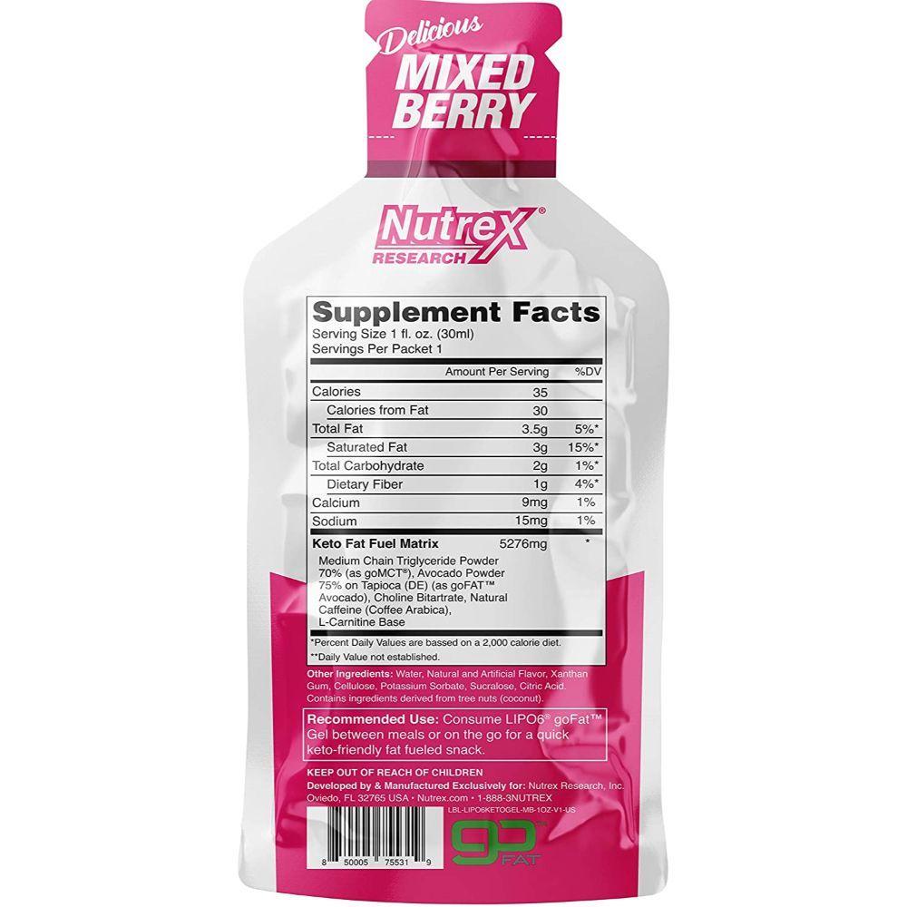 Pack 12 Gel Lipo 6 GoFat para dietas Keto Sabor Mixed Berry-2