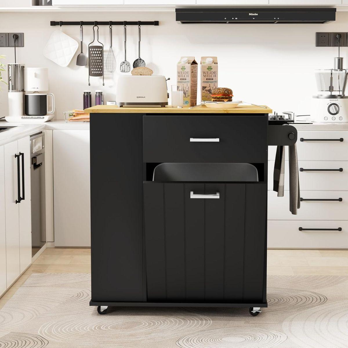 Isla de Cocina Negra Organizador Multiuso Sorup-1