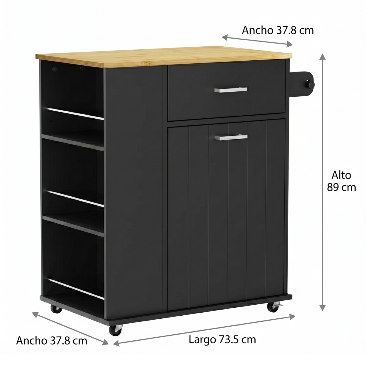Isla de Cocina Negra Organizador Multiuso Sorup-3