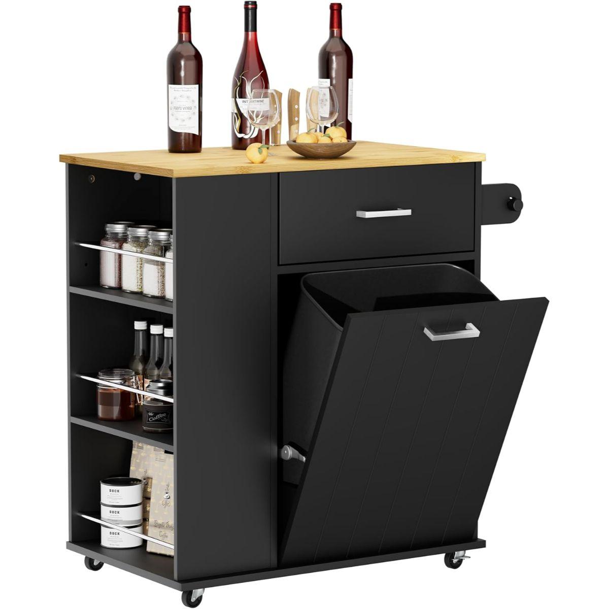 Isla de Cocina Negra Organizador Multiuso Sorup-4
