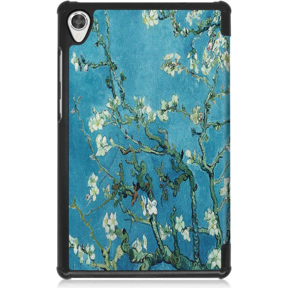 Funda Protectora Tablet Lenovo M8 Flores Celeste + Lámina-2