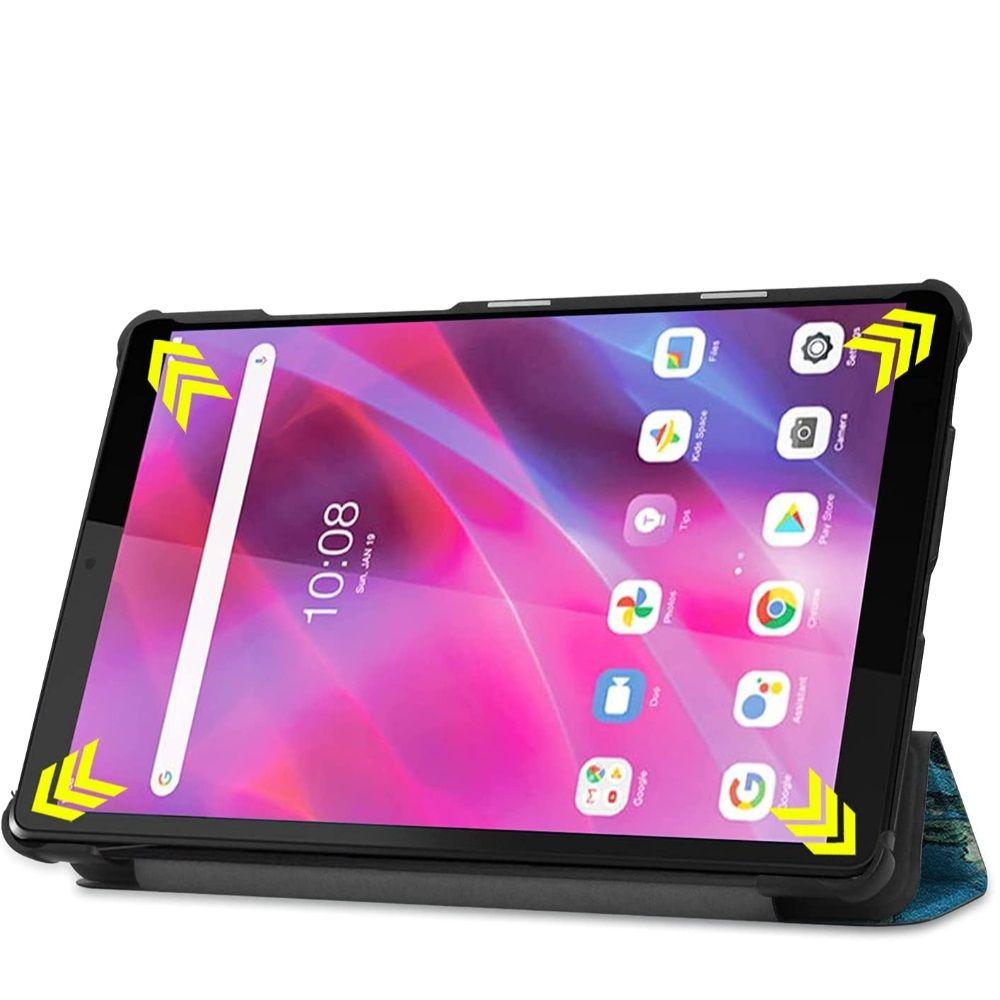 Funda Protectora Tablet Lenovo M8 Flores Celeste + Lámina-5
