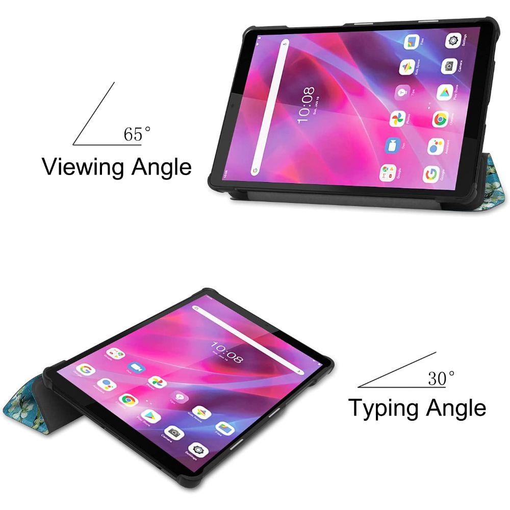 Funda Protectora Tablet Lenovo M8 Flores Celeste + Lámina-6