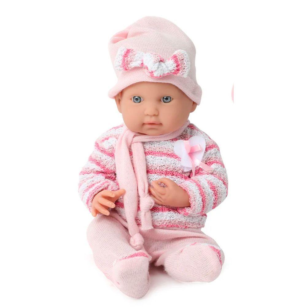Muñeca Bebe Reborn 35 cm con Accesorios Rosa-0