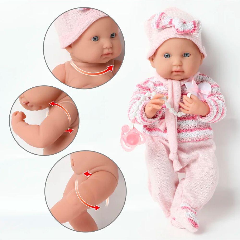 Muñeca Bebe Reborn 35 cm con Accesorios Rosa-1