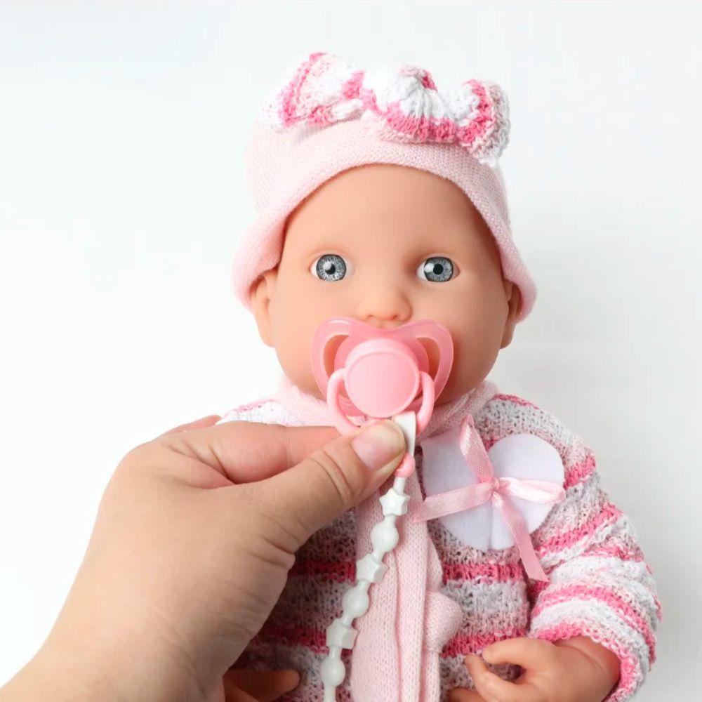 Muñeca Bebe Reborn 35 cm con Accesorios Rosa-4