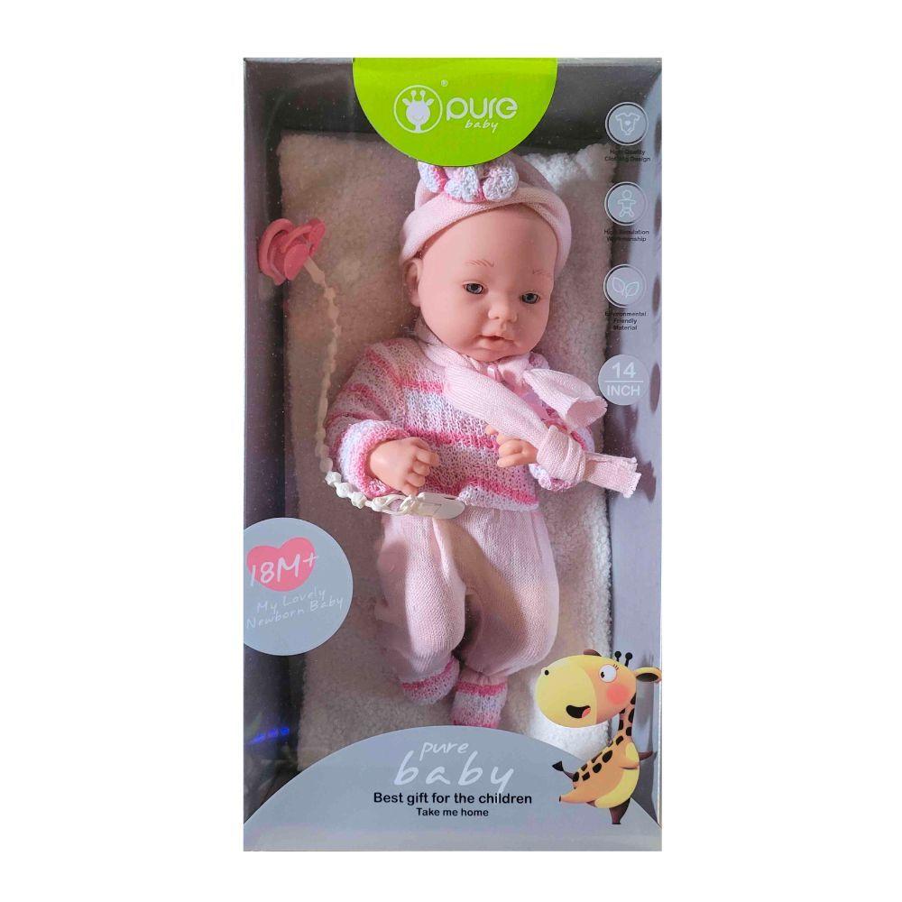 Muñeca Bebe Reborn 35 cm con Accesorios Rosa-5