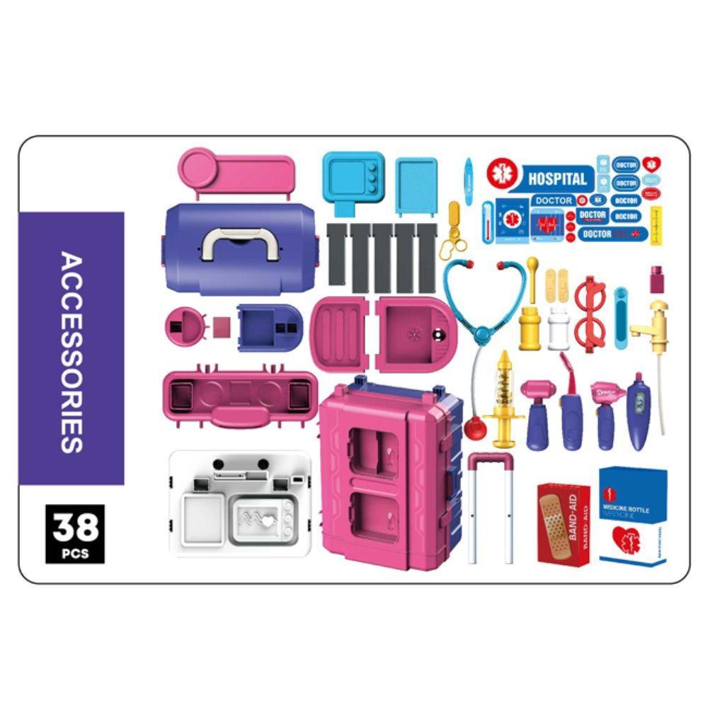 Maletín Hospital de Juguete 3en1 con Accesorios Rosado-5