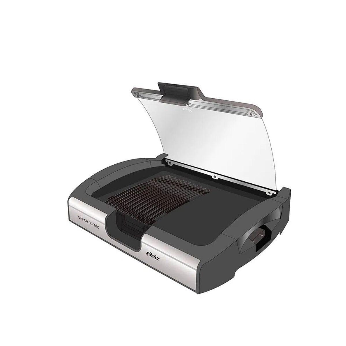 Parrilla y Plancha Eléctrica Bioceramic con Tapa Oster-0