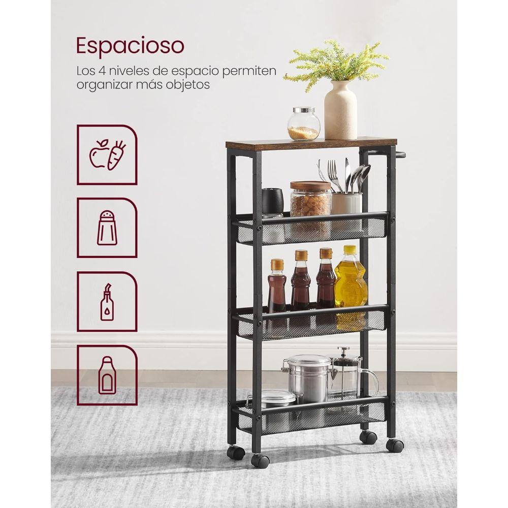 Carro Auxiliar Organizador Bar Cocina 4 Niveles Leiden-4