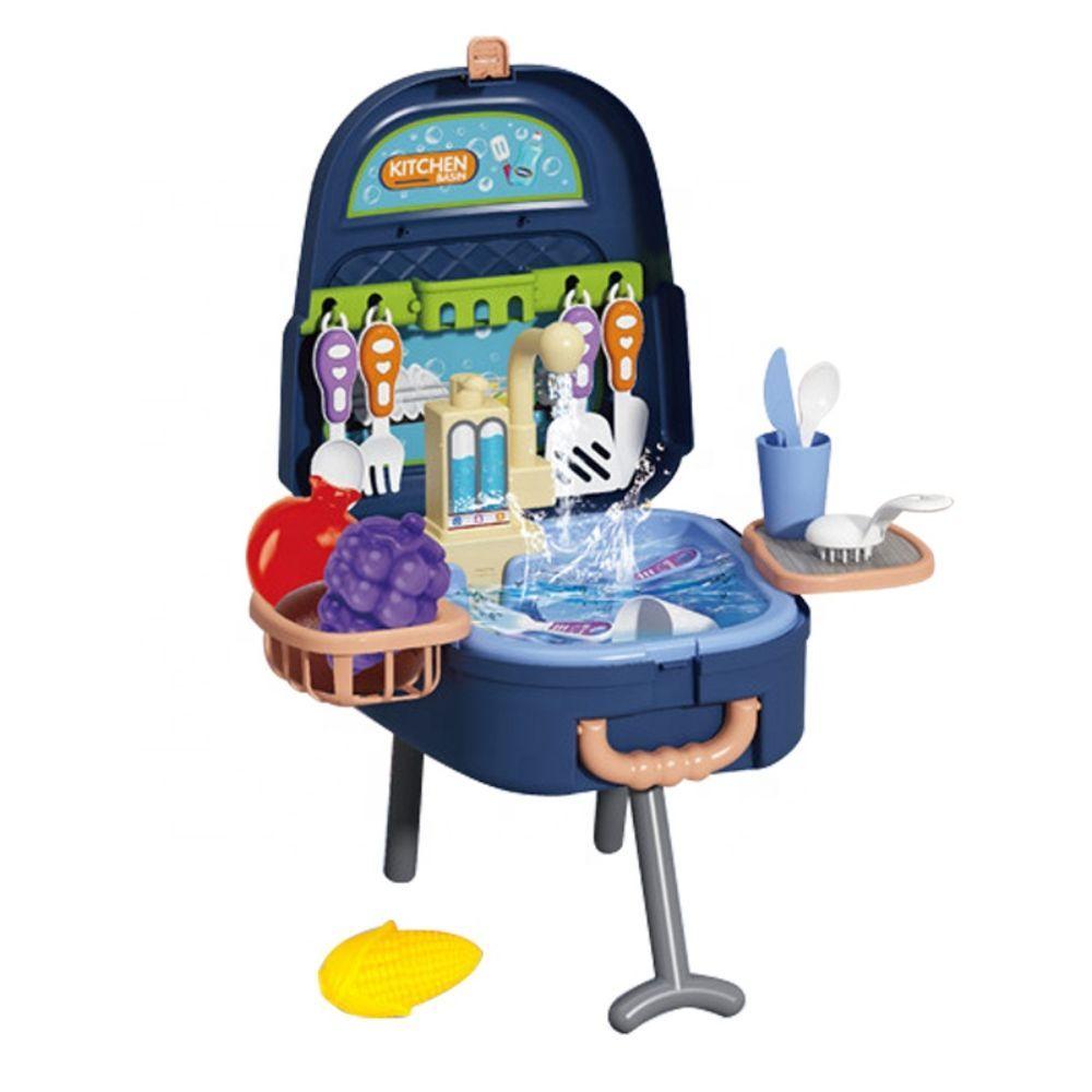 Maleta de juegos 4en1 Set Cocina con Lavaplatos Azul-0