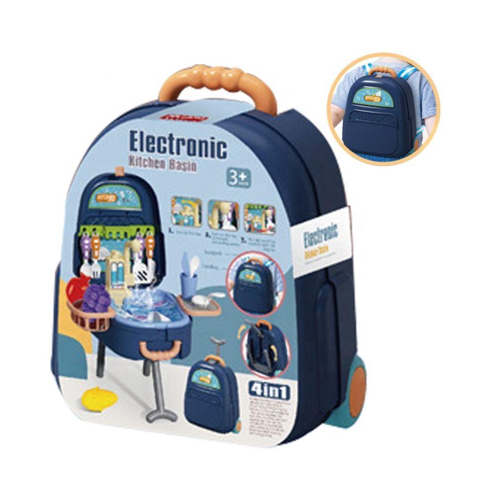 Maleta de juegos 4en1 Set Cocina con Lavaplatos Azul-1