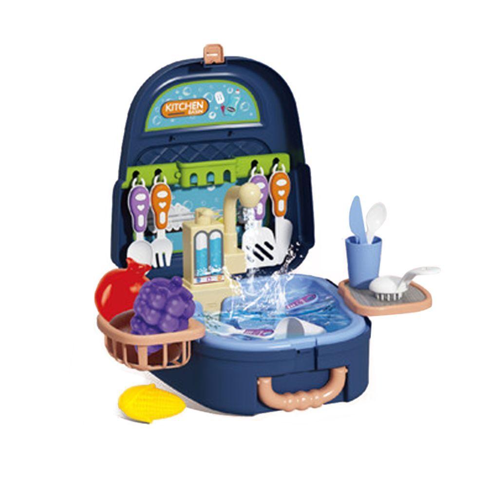 Maleta de juegos 4en1 Set Cocina con Lavaplatos Azul-2