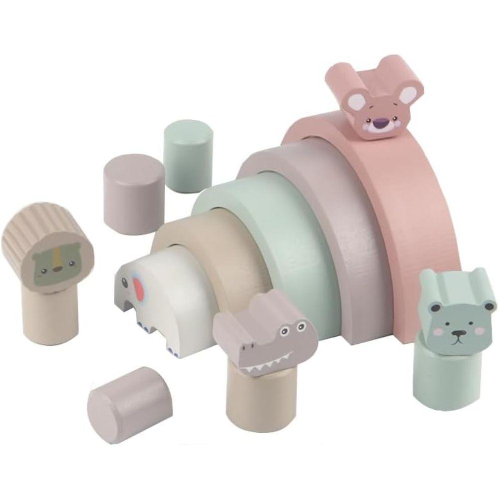 Bloques Madera Estilo Arcoiris Apilables Juguete Montessori-0