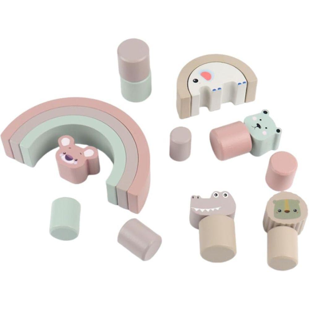 Bloques Madera Estilo Arcoiris Apilables Juguete Montessori-1