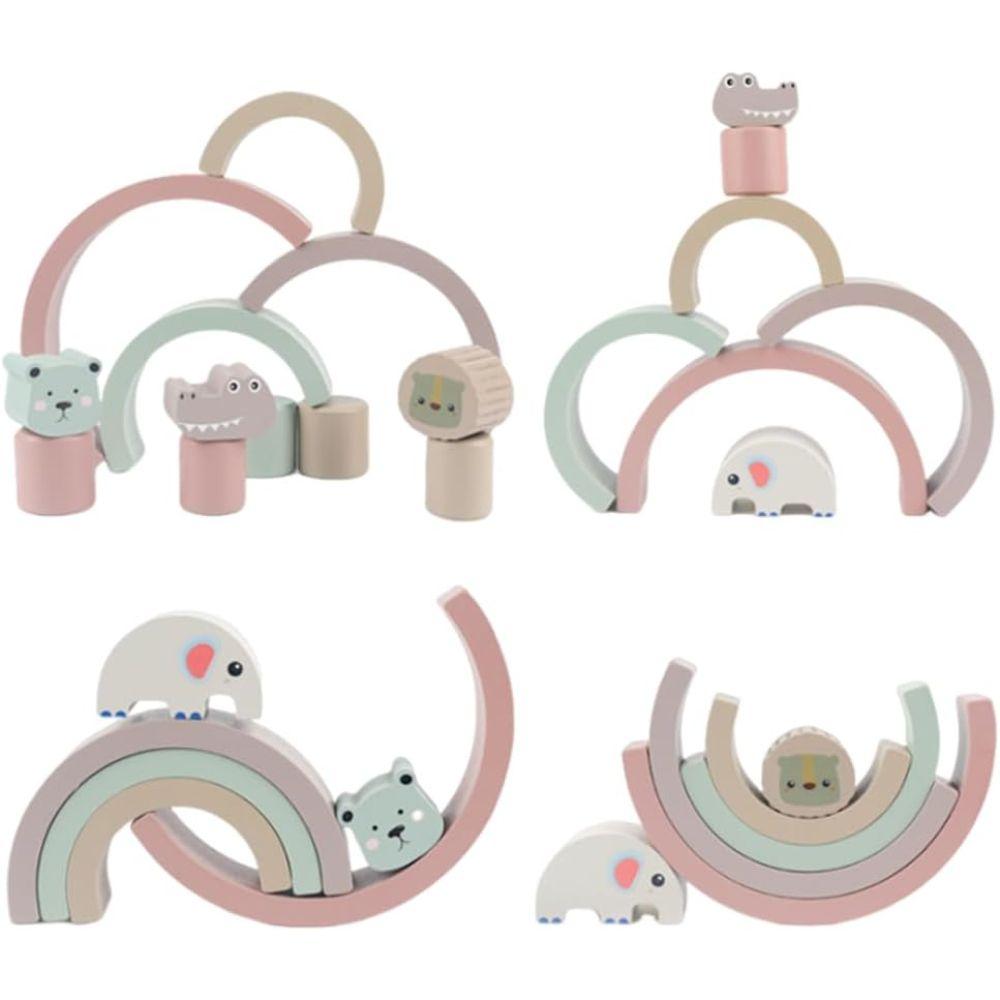 Bloques Madera Estilo Arcoiris Apilables Juguete Montessori-2
