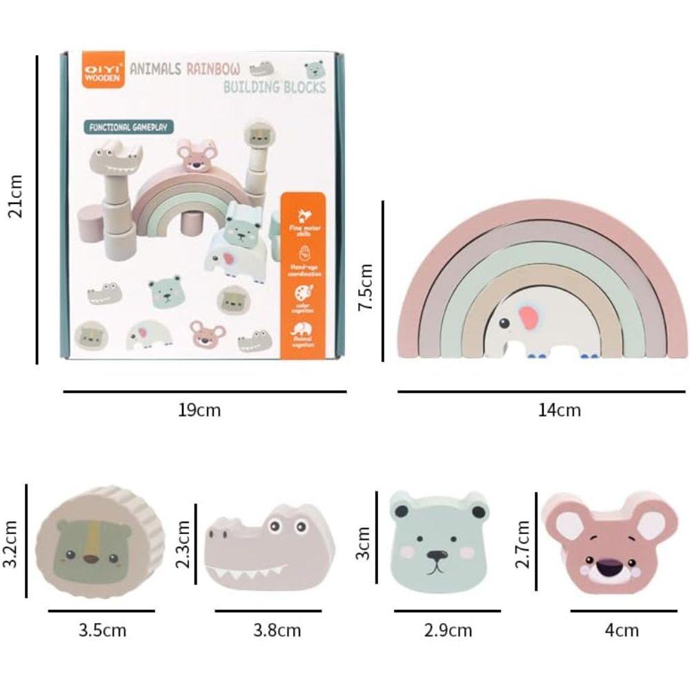 Bloques Madera Estilo Arcoiris Apilables Juguete Montessori-4